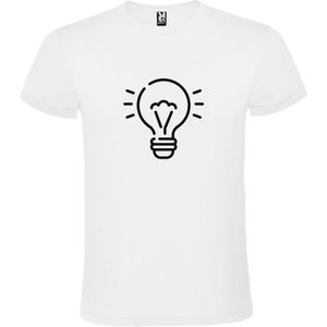 Wit T shirt met print van "" Light bulb / gloeilamp "" print Zwart size S