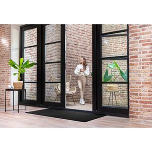 Droogloopmat Deurmat Groot Zwart- 70x120 - Deurmat binnen - Droogloopmat binnen - Schoonloopmat binnen