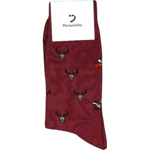 Personality. Socks | Kerstsokken | Bordeaux | Herensokken | maat 41-46 | Kerstmis | Christmas | Rendieren | Cadeau | Winter wonderland