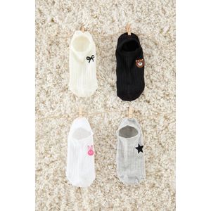 Trendyol Veelkleurige 4-Pack Katoenen Geborduurde Jacquard Gebreide Sokken Thmaw25Co00004