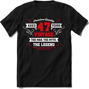 47 Jaar Legend - Feest kado T-Shirt Heren / Dames - Wit / Rood - Perfect Verjaardag Cadeau Shirt - grappige Spreuken, Zinnen en Teksten. Maat L