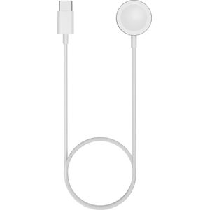 Bandz smartwatch oplader geschikt voor apple Apple Watch Series 1 / 2 / 3 / 4 / 5 / 6 / 7 / 8 / 9 / 10 / SE (2) / Ultra (2) - USB-C oplader - 100cm oplaadkabel met USB-C aansluiting (wit)