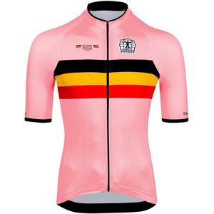Bioracer Icon Official Belgian Cycling Korte Mouw Wielertrui Roze L Man