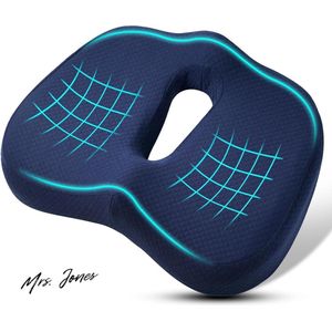 Mrs. Jones Stuitkussen van traagschuim antislip verstelbaar voor autostoel bureaustoel of rolstoel om rugpijn heupen te verlichten - S .