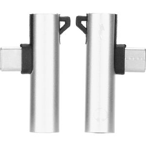 Allecto plus - 2 Stuks USB C naar 3,5 mm Adapter - 2-in-1 Oplaadconnector - Geschikt voor Telefoon Tablet Laptop - Zilverkleurig