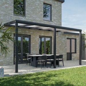 Pratt & Söhne terrasoverkapping 5x2.5 m - Overkapping tuin met opaal polycarbonaat voor zonwering - Veranda van aluminium en weerbestendig - Antraciet