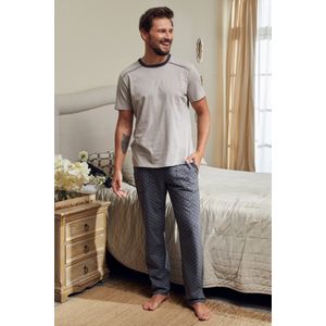Italian Fashion | Abel | pyjama voor heren | 100% jersey katoen | beige- grijs S