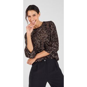 Damart - Blouse met pailletten - Dames - Bronskleur - 52