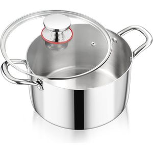 Kookpan - 3-laags roestvrij staal - inductie - 5 liter - 22 cm - vaatwasmachinebestendig