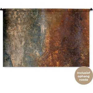 Wandkleed - Wanddoek - Staal - Roest - Oud - Oranje - Grijs - Patroon - Abstract - 150x100 cm - Wandtapijt