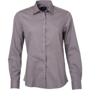James and Nicholson Dames/dames Poplin-shirt met lange mouwen (Staalgrijs)