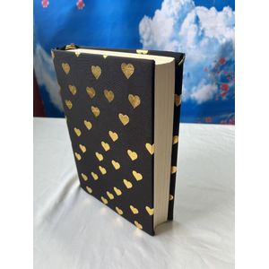 Rekbare boekenkaft - A4 - 23x32 CM - Zwart met hartjes - 10 stuks