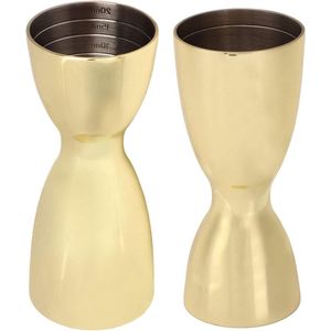 Dubbele Rvs Cocktail Jigger Japanse Styple Borrelglas Maatbeker - Bartending Gereedschap 30-45 ml - Goud