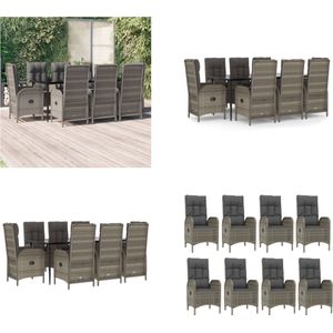 vidaXL 9-delige Tuinset met kussens poly rattan zwart en grijs - Tuinset - Tuinsets - Tuin Set - Tuinmeubelset