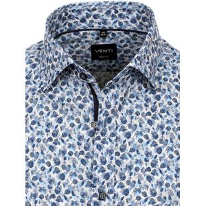 Venti Blauw Gebloemd Overhemd Body Fit Met Stretch - XL