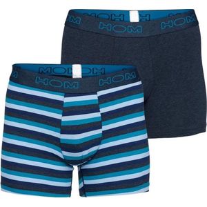 HOM - Boxershorts - Blauw en Gestreept - 2-pack - Comfortabel Elastisch Katoen