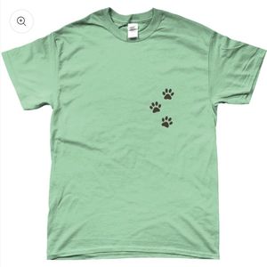 T-shirt - met opdruk - kattenpootjes - groen - M