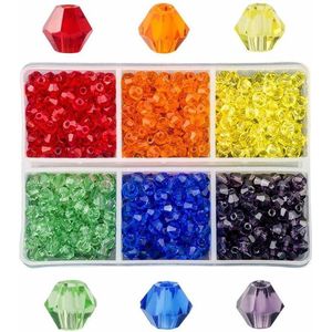 Fako Bijoux® - DIY Kralen Set - Glas Kralen Facet Geslepen - Glaskralen - Sieraden Maken - 4mm - 600 Stuks - Regenboog