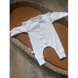 Boxpakje Ribstof Wit - Ruffles - Little Adventure - Maat 62/68 - Effen - GOTS keurmerk