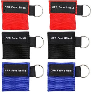 CPR Eerste Hulp Masker - 6-Pack - Sleutelhanger Ademhalingsmasker - CPR Masker met Karabijnhaak - Eerste Hulp Sleutelhanger - Ventilatiedoek met Terugslagklep Ademhalingsbarrière - Zakmasker voor Eerste Hulp of AED Training - 5x5cm