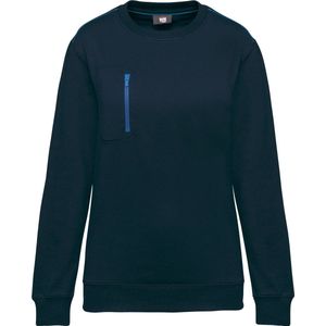 WK. Designed To Work Day To Day unisex sweater met zip contrasterende zak WK403 - Navy / Royal Blue - XS