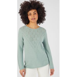 Damart - Trui opengewerkt breisel van mix alpaca - Dames - Groen - M