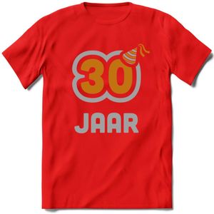 30 Jaar Feest T-Shirt | Goud - Zilver | Grappig Verjaardag Cadeau Shirt | Dames - Heren - Unisex | Tshirt Kleding Kado | - Rood - XL