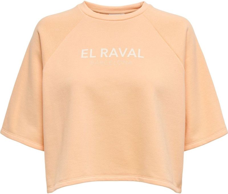 Sweatstof Top - Cropped - Katoen - Print Aan Voorzijde - Regular Fit