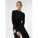 comma casual identity - Shirt - Zwart - Lange Mouwen - Slim Fit - Semi-transparante Look