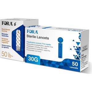 FORA 6 Glucoseteststrips + FORA Lancetten 30G (Combo Product)