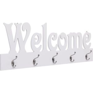 vidaXL - Wandkapstok - WELCOME - 74x29,5 - cm - wit