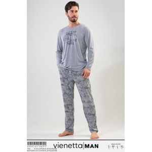 Vienetta lange herenpyjama - grijs L