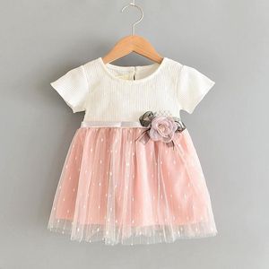Baby feestjurk wit - roze Baby Jurk 92