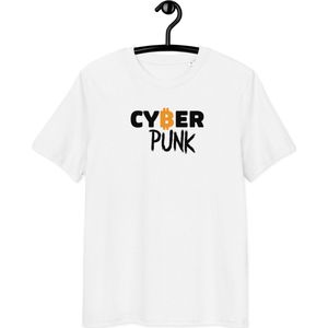 Bitcoin T-shirt - Cyber Punk - Unisex - 100% Biologisch Katoen - Wit - Maat S | Bitcoin cadeau| Bitcoin T-shirt| Bitcoin Shirt| Bitcoin Merch| Bitcoin Merchandise| Bitcoin Kleding