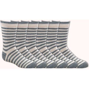 Zeer zachte damessokken | ook in kindermaten | met alpacawol | 6 paar | met leuk streep motief