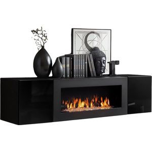 ZHPK TV meubel - tv meubel zwart - tv meubel bio ethanol sfeerhaard - niet elektrisch