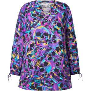 Angel of Style Angel of Style - Dames - Tuniek A-lijn doodshoofdmotief 3/4-mouwen - Violet - Maat 52