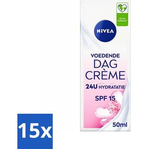 15 x NIVEA - Essentials Dagcrème - Voedende Gezichtscrème - Voor droge huid - SPF 15 - Met Amandelolie - 50 ml - Hydraterende Dagcrème - Verzorging Droge Huid - Gevoelige Huid - Vegan Dagcrème