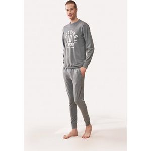 Feyza - Bijpassende Pyjama Set Voor Koppels, Lange Mouwen, Donkergrijs, Heren - L