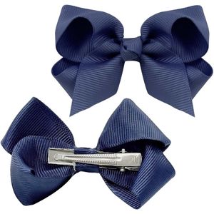 Inovra Plus - Set van 2 Haarboog Clips met 3 inch Paardenstaart Houder - Voor Kinderen en Vrouwen - Donkerblauw