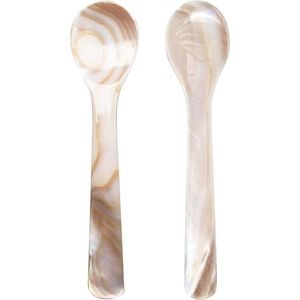 2x parelmoer lepel - 13 cm - ijslepel - amuse lepels - eierlepeltjes - dessertlepels