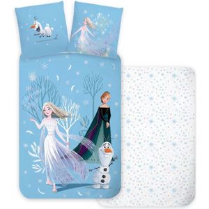 Disney Frozen Dekbedovertrek Sneeuw- 140 x 200 cm - Katoen - 70 x 90 cm