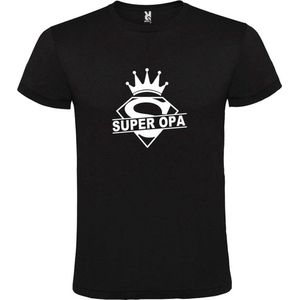 Zwart T shirt met print van ""Super Opa "" print Wit size XS
