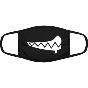 Monster teeth mondkapje | monster | gebit | tanden | tandarts | gezichtsmasker | bescherming | bedrukt | logo | Zwart mondmasker van katoen, uitwasbaar & herbruikbaar. Geschikt voor OV