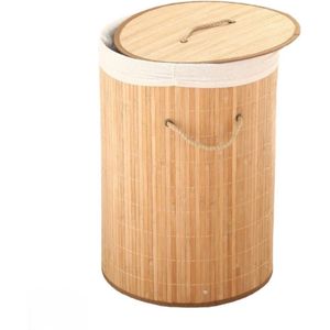 Ceruzo Wasmand met Deksel - Bamboe -Wassorteerder - Rond - Opvouwbaar-Wasbare Waszak Katoen- 48 Liter