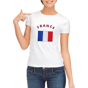 Wit dames t-shirt met vlag van Frankrijk S