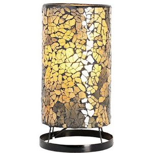 Java Tafellamp cilinder mozaiek glas 30 cm bruin/goud - Modern - WF Light