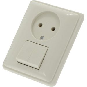 PEHA Standard Inbouw basiselement combinatie wandcontactdoos (wcd) 1-voudig + serieschakelaar zuiverwit
