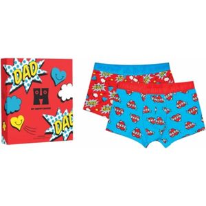 Happy Socks - 2-Pack Super Dad Short Boxers Gift Set - Blauw - Boxershorts