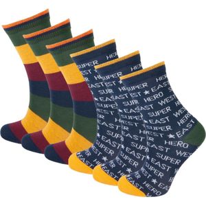 6 Paar kindersokken - Strepen-Hero - Maat 39-42